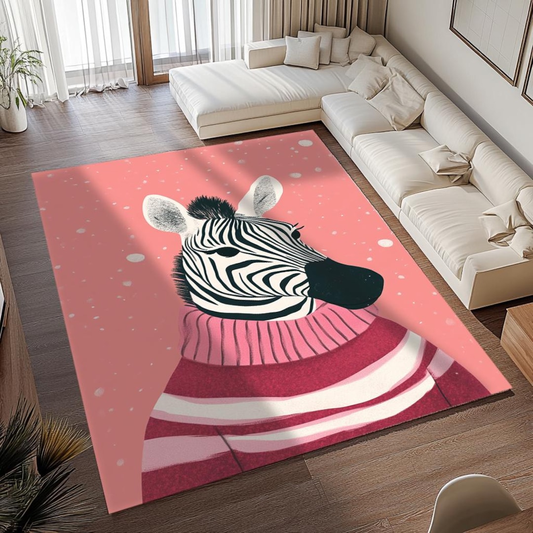 Zebra Pattern Rug, Pinky Rug, Rug for Livingroom, Kitchen Rug ...