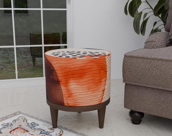 Pastel at print, Front porch bench, Soft cushioned pouf, High end furniture, Entryway stool, Round pouf stool, Ottoman mid table, Home decor