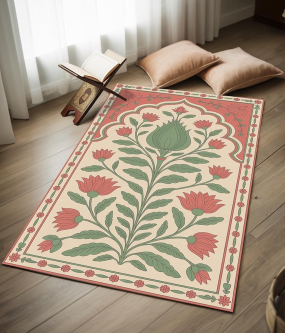 Foldable Prayer Rug, Washable Prayer Rug, Premium Colleciton Prayer Rug, Luxury Thick Prayer Mat Rug, Islamic Prayer rug, Gift Rug, RB-2057