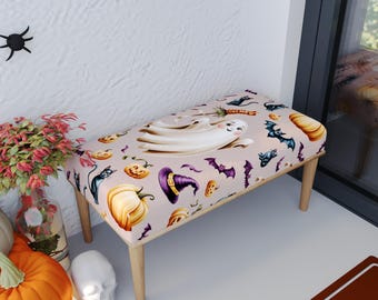 Cute ghost bench, Make up chair, High end furniture, Boho bedroom pouf, Soft seat bench, Halloween seating, Ottoman mid table, RB bench 1871