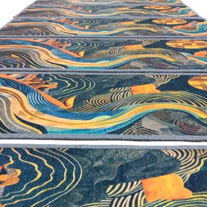 Dark step covering, Treads with landing, Chenille stair rug, Modern stair steps, Everyday step rug, Stair runner rug, Non slip rug, RB-197