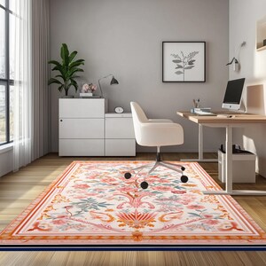 Floral rug, Vintage inspired rug, Pinky rug, Authentic rug, Versatile rug, Surface rug, Washable rug, Latex backing rug, Runner rug, RB-993