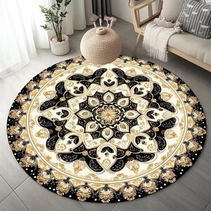 Ethnic themed rug, Nomadic rug, Gothic room rug, Non slip backside rug, Round rug, Easy to clean rug, Farmhouse rug, Laundry rug, RB-785