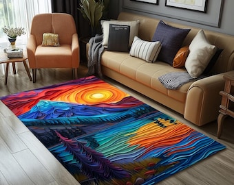 Non slip area rug, Landscape print rug, Artistic rug, Stylish runner rug, Kitchen rug, Bedroom rug, Indoor rug, Washable runner rug, RB-493