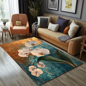 Stylish runner rug, Floral rug, Modern print rug, Large saloon rug, Home entrance rug, Yoga rug, Bathroom rug, Easy to clean rug, RB-1419