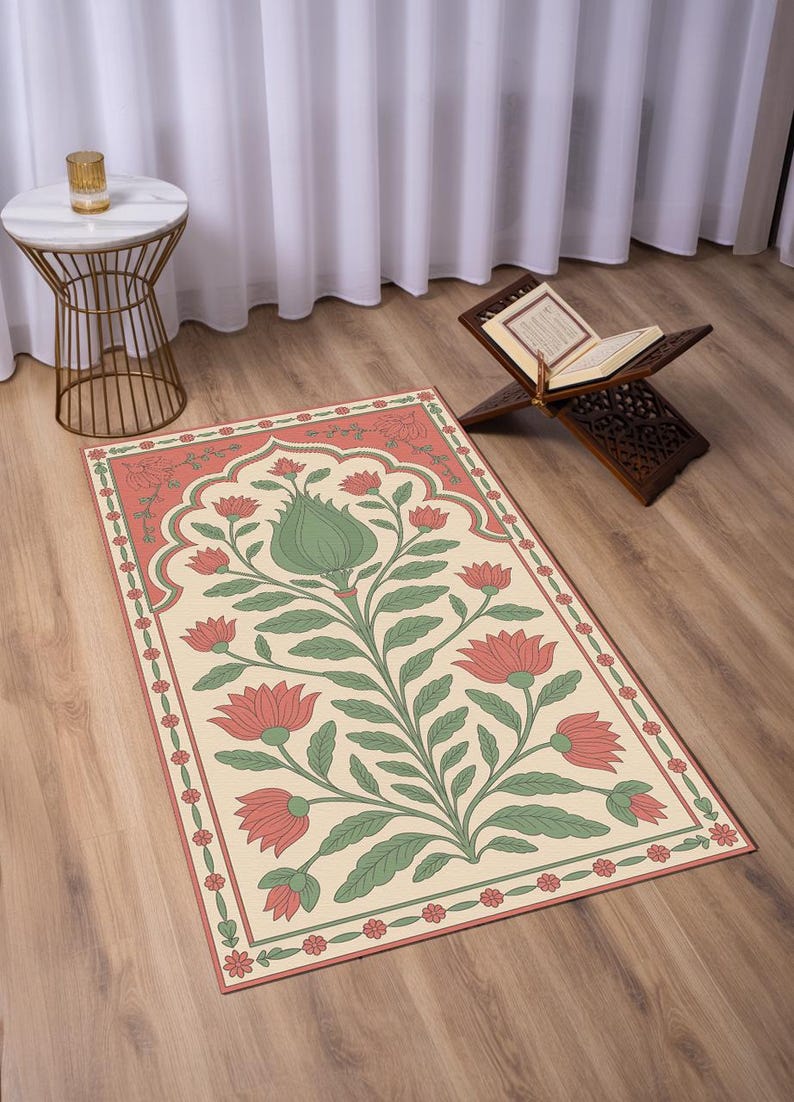 Foldable Prayer Rug, Washable Prayer Rug, Premium Colleciton Prayer Rug, Luxury Thick Prayer Mat Rug, Islamic Prayer rug, Gift Rug, RB-2057
