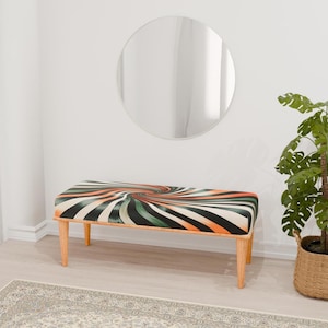 Ethnic bench, Upholstered bench, Decorative bench, Vortex pattern bench, Ottoman style bench, Coffee bench, End table, Pouf, RB bench 83