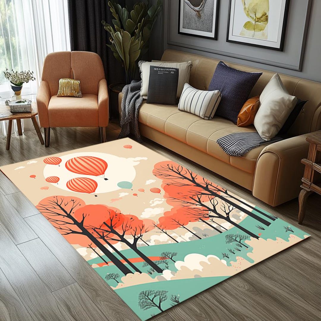 Lovely Home Decor, Balloon Print Rug, Area Rug, Bedside Rug, Kitchen ...