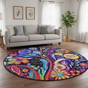 Light color rug, Round rug, Rustic rug, Botanical rug, Movie room rug, Eclectic rug, Utility home decoration rug, Bright area rug, RB-235