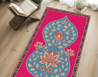 Decorative Mosque Style Prayer Rug for Home, Elegant Islamic Prayer Rug with Accent, Luxury Gift Box Islamic Prayer Rug for Dad, RB-2025
