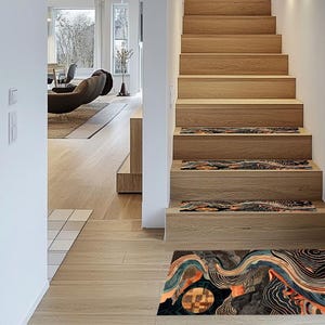 Dark step covering, Treads with landing, Chenille stair rug, Modern stair steps, Everyday step rug, Stair runner rug, Non slip rug, RB-197