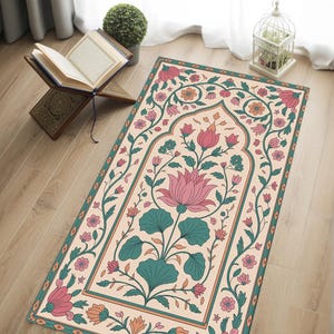 Handmade Woven Turkish Prayer Rug Premium, Large Mosque-Style Muslim Prayer Rug at Home, Muslim Prayer Rug Learning Aid, Salah Mat, RB-2060