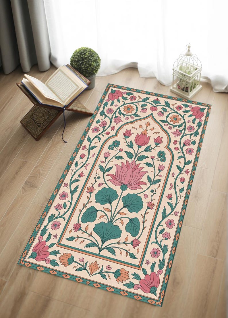Handmade Woven Turkish Prayer Rug Premium, Large Mosque-Style Muslim Prayer Rug at Home, Muslim Prayer Rug Learning Aid, Salah Mat, RB-2060
