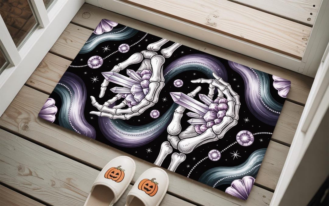 Hok Rug Skeleton Pattern Skeleton Pattern Rug, Gothic Area Rug, Slim Jute Rug, Swanky Rug, Easy ...
