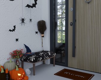 Happy skeleton bench, Party decoration, Bohemian pouf, Comfortable seat, Gossip chair, Halloween footstool, Ottoman mid table, RB bench 1745