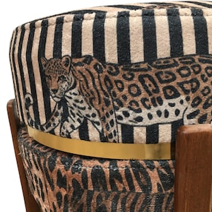 Wild Safari Striped Leopard Stool | Reversible Animal Print Coffee Table RB 2118/2149