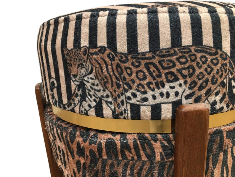 Wild Safari Striped Leopard Stool | Reversible Animal Print Coffee Table RB 2118/2149