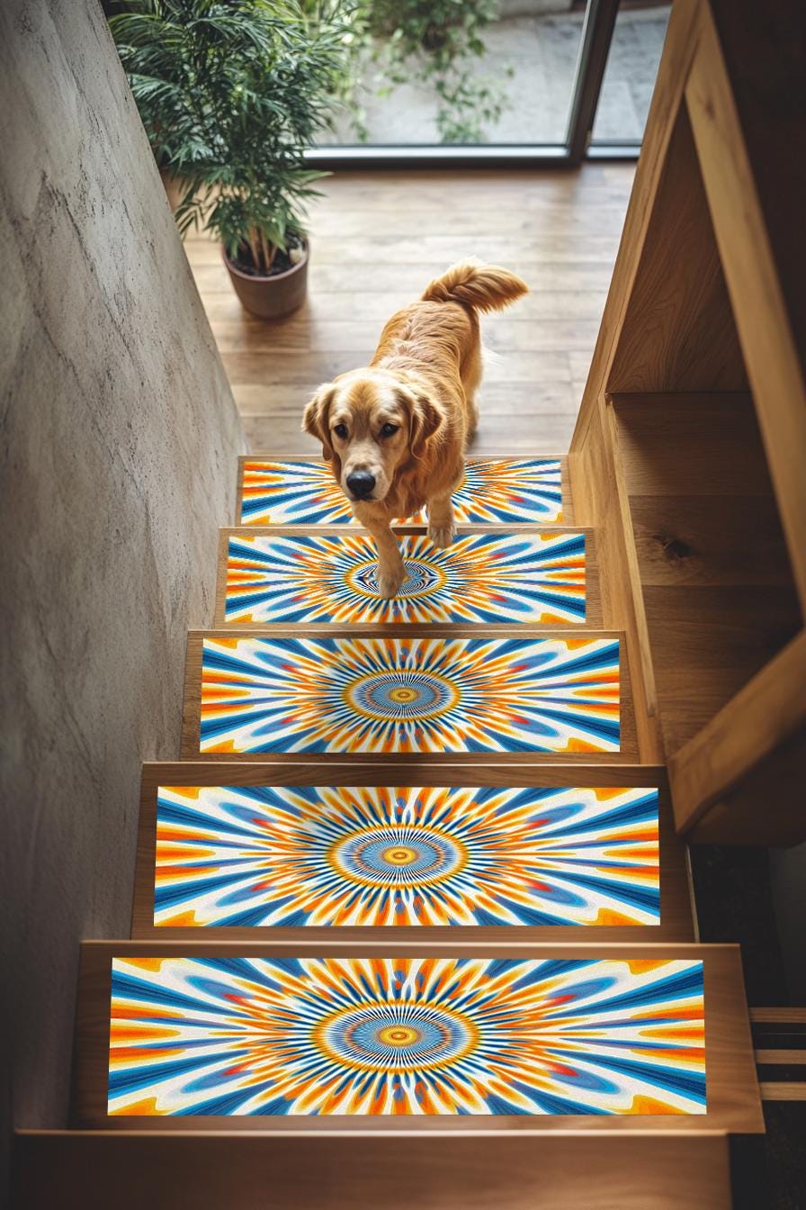Tapis de marche esthétique, marches d'escalier antidérapantes, revêtement de marche illusion, tapis d'escalier facile à nettoyer, tapis d'escalier de
