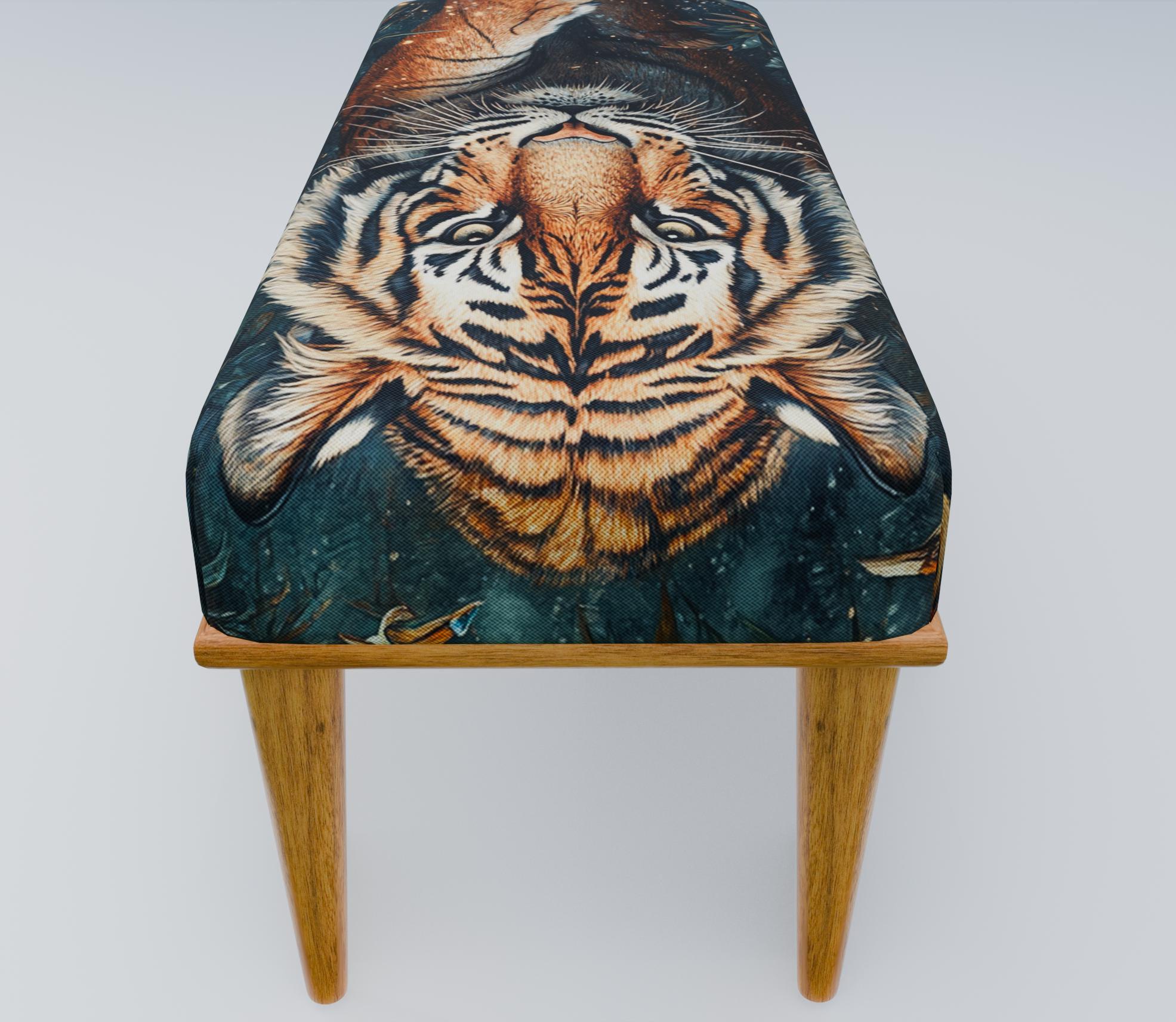 Tiger Print Bench, Gothic Long Seat, Swanky Seating, Ottoman Piano