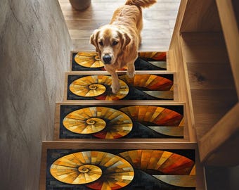 Spiral design stair rug, Indoor stair rug, Contemporary rug, Anti slip stair treads, Classic stair rug, Machine washable mat, RB-192