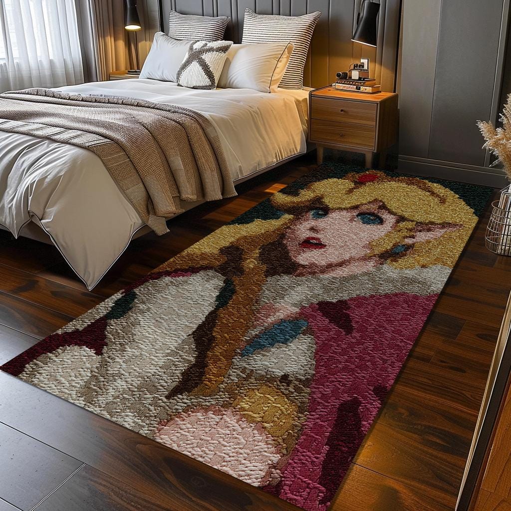 Princess Print Rug, Girl Room Rug, Handmade Rug, Bedside Rug, Anti Slip ...