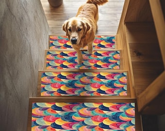 Lovely stair rug, Multi-size stair treads, Modern staircase rugs, Stair covering rug, Machine washable stair pad, Fabric stair treads, RB-39