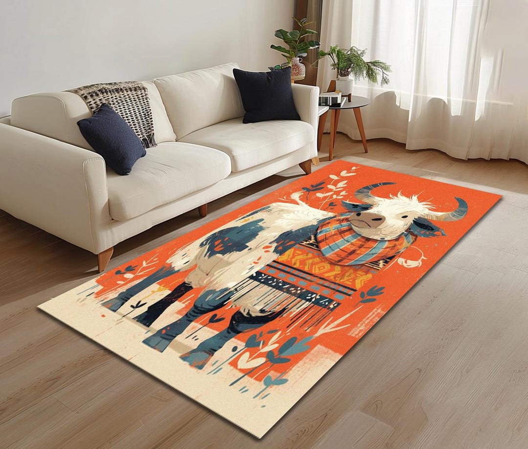 Bull Pattern Rug, Southwestern Rug, Accents Rug, Kitchen Rug, Rug for ...