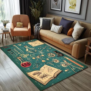 Science themed rug, Contemporary rug, Layered rug, Washable rug, Anti slip rug, Timeless rug, Rug for living room, Durable rug, RB-1496