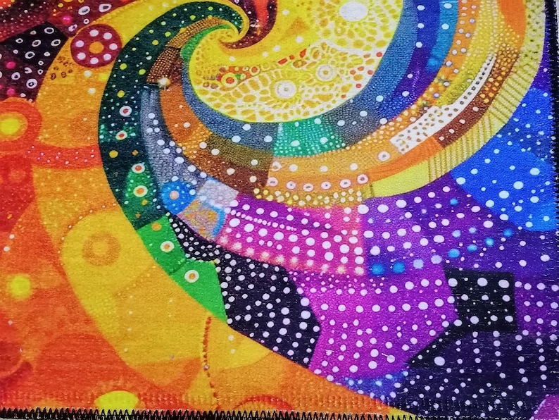 Vibrant runner rug, Abstract rug, Multicolor rug, Kitchen runner rug, Bedside rug, Eclectic rug, Washable rug, Non slip runner rug, RB-495