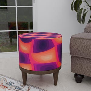 Taburete de color neón, Reposapiés Pinky, Puf para habitación de niña, Reposapiés para vestíbulo, Banco con cojín, Taburete de tamaño personalizado, Reposapiés nómada, Puf de cocina