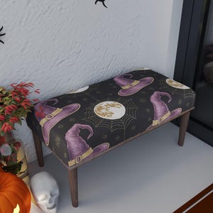 Bankje in de vorm van een heksenhoed, Halloweenmeubels, Bankje met uniek design, Zachte poef, Boho haldecoratie, Ottoman organizer, Pianokruk, RB bankje 1839
