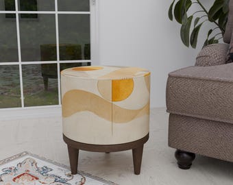 Neutraler Fußhocker, handgefertigter runder Pouf, abstrakter Pouf-Hocker, moderne Schuhbank, hochwertiger Kunststuhl, dekorative Möbel, runder Sitz für den Eingangsbereich