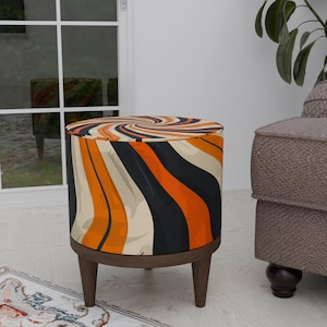 Versatile Round bench, Round ottoman pouf, Vanity upholstery, Contemporary stool, Utility footstool, Handmade footrest, Mudroom bench