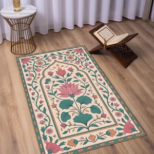 Handmade Woven Turkish Prayer Rug Premium, Large Mosque-Style Muslim Prayer Rug at Home, Muslim Prayer Rug Learning Aid, Salah Mat, RB-2060