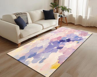 Pastel color rug, Abstract rug, Designer rug, Modern rug, elegant design rug, Front door rug, Machine washable rug, Anti slip rug, RB-1124