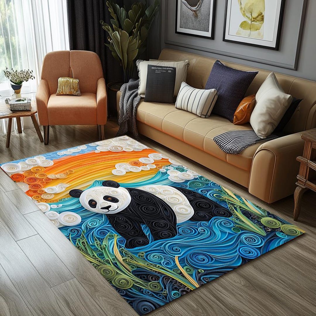 Lovely Home Decoration Rug, Panda Print Rug, Floor Covering Rug, Animal ...