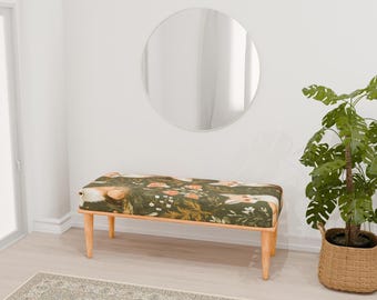Fox print bench, Garden bench, Outdoor furniture, Wooden rustic bench, Stand bench, Dining table bench, Mid century bench, RB bench 663