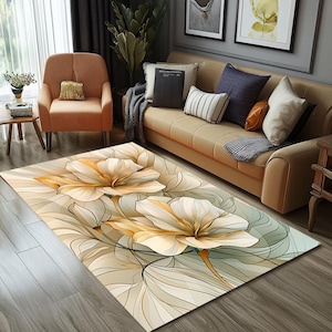 Flower printed rug, Under table rug, Luxury bedroom rug, Saloon rug, Stylish rug, Home entrance rug, Non slip rug, Washable rug, RB-1435