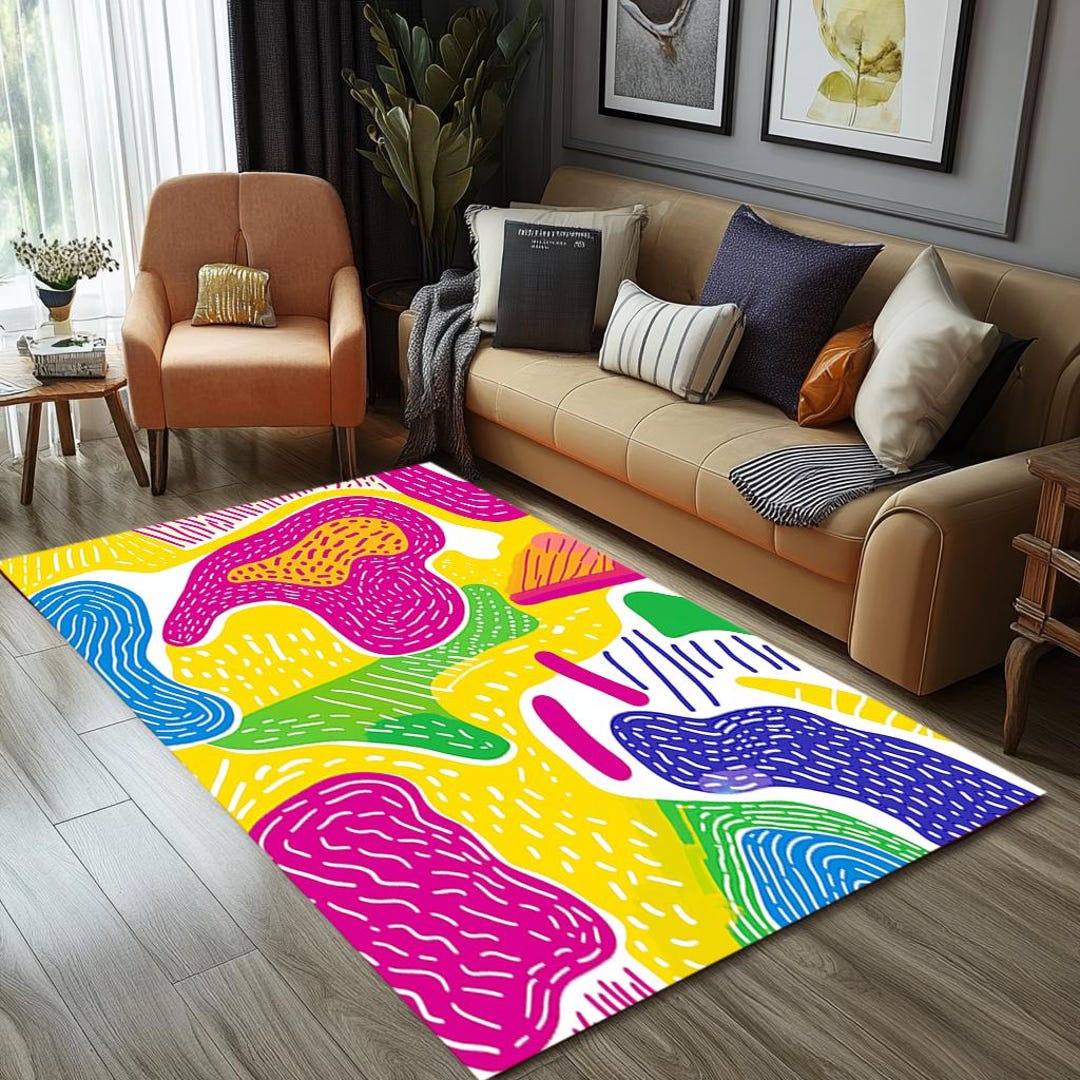 Functional Area Rig Colorful Rug, Abstract Area Rug, Functional Rug, Versatile Rug, Custom ...