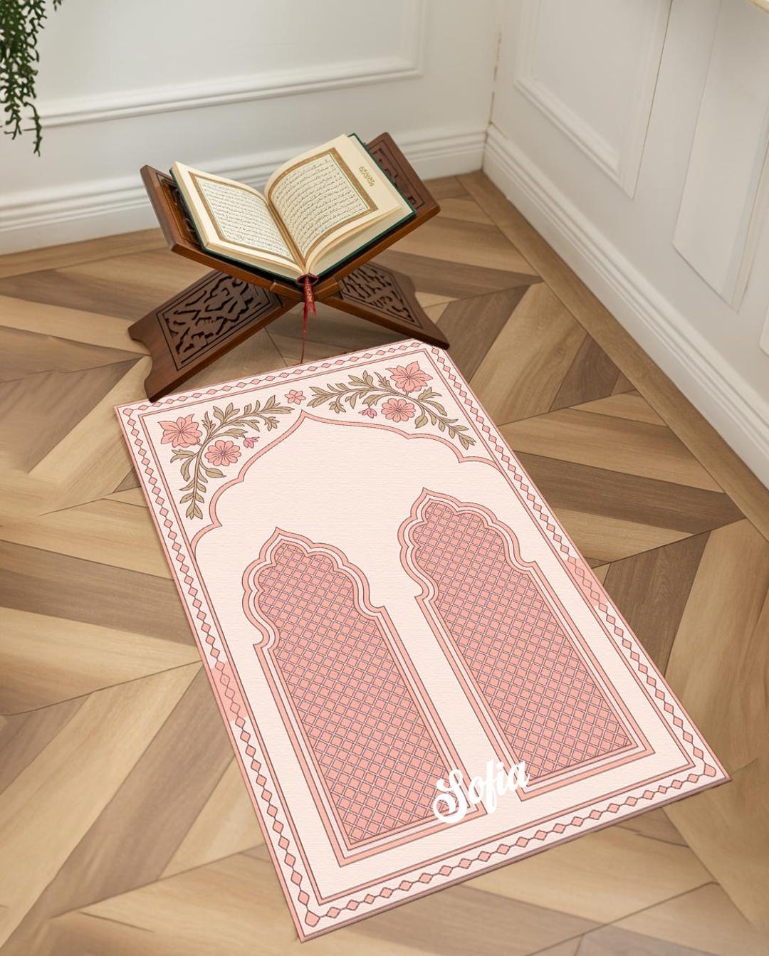 Pastel Color Pink Prayer Rug, Ramadan Special Edition Prayer Rug Gift ...