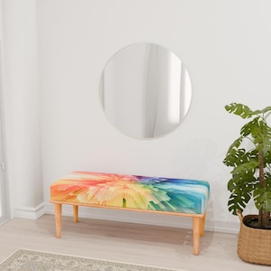 Colorful bench, Wooden bench, Coffee bench, Ottoman table bench, Designer bench, Regular bench, Contemporary bench, Boho bench, RB bench 22