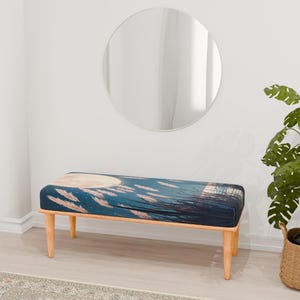 Moon view bench, Night theme bench, Gothic bench, Bench with cushion, Dressing chair, Ottoman footrest, Lounge bench, RB bench 896
