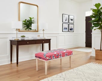 Leopard print bench, Orange bench, Floor table, Footstool ottoman, Side table, Corner bench, Dining area bench, Home decor, RB bench 822