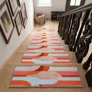Soft color staircase, Edging stair protectors, Anti slip stair treads, Washable stair mat, Pet friendly step pad, Utility step rug, RB-204