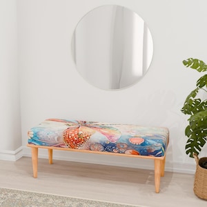 Colorful bench, Dragonfly bench, Artistic bench, Eclectic bench, Modern home bench, Designer bench, Ottoman seating bench, RB bench 919