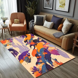 Abstract Design Rug, Colorful Print Rug, Living Room Rug, Area Rug With Non Slip Backing, Premium Art Rug, Washable Rug, Throw Rug, RB-1319