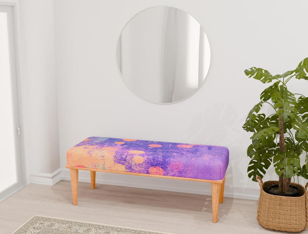 Vibrant Color Bench, Purple Bench, Abstract Bench, Retro Mid Table ...