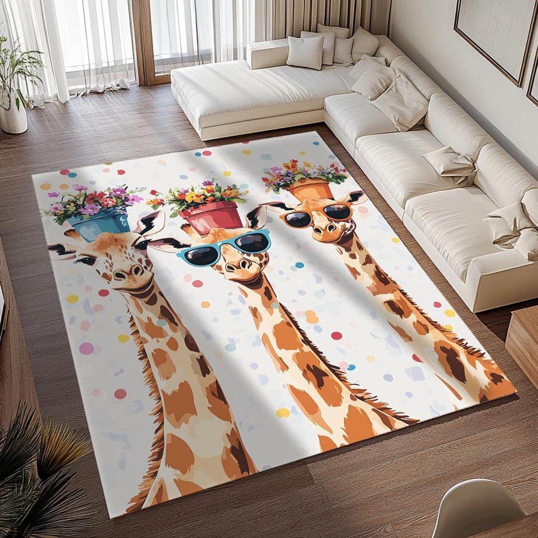 Funny Room Rug, Giraffe Print Rug, Luxurious Rug, Surface Runner Rug ...