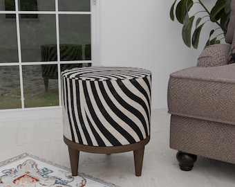 Bedroom pouf stool, Modern design pouf, Handmade furniture, Luxury footstool, Round ottoman bench, Cozy saloon stool, Make up chair