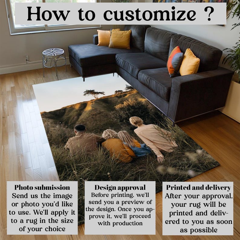Custom made rug,  Create your own customized rug, Luxury custom rug, Easy to care rug, Non slip backing rug, Handmade personalized rug